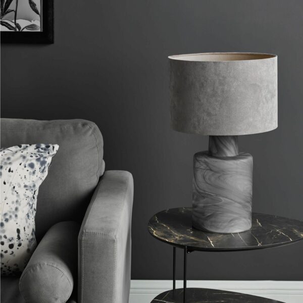 smoked frosted marble glass table lamp - Stillorgan Decor