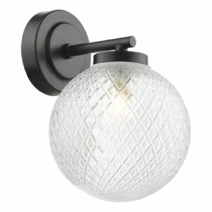 textured globe bathroom wall light matt black - Stillorgan Decor