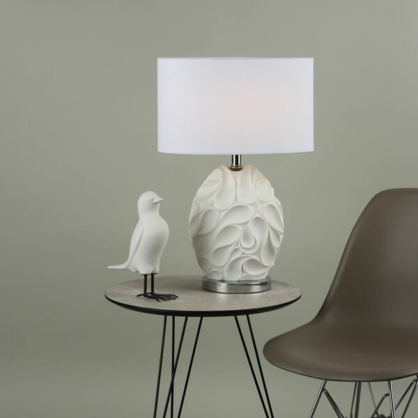 curve texture oval table lamp white - Stillorgan Decor