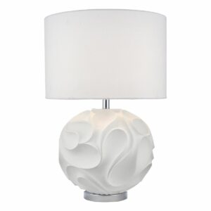 curve texture round table lamp white - Stillorgan Decor