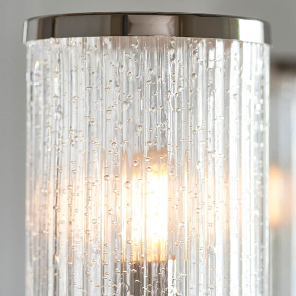 5lt bright nickel pendant with clear ribbed bubble glass shades - Stillorgan Decor