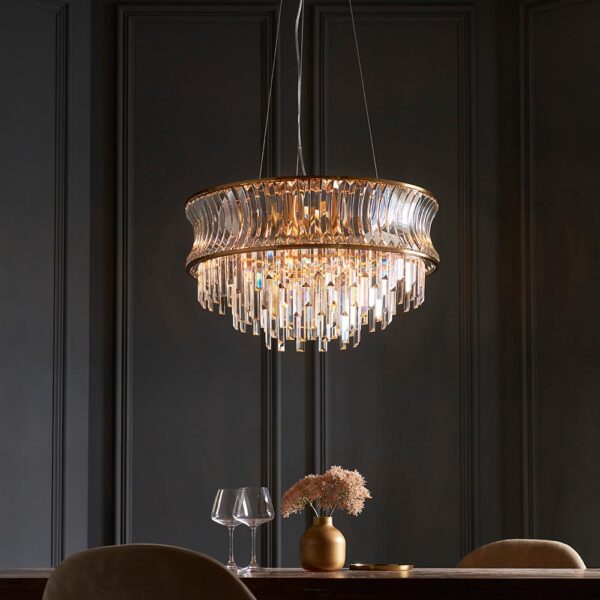 9 light concave chandelier pendant warm brass - Stillorgan Decor