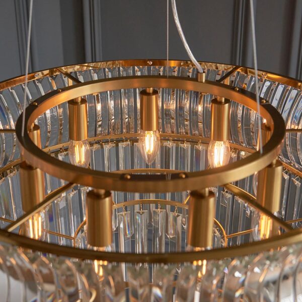 9 light concave chandelier pendant warm brass - Stillorgan Decor