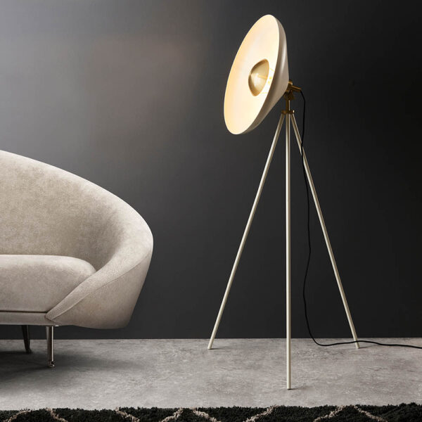 modern coned floor lamp warm white with brass - Stillorgan Decor