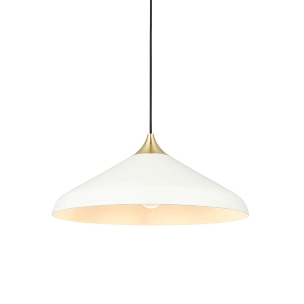 modern coned pendant warm white with brass - Stillorgan Decor