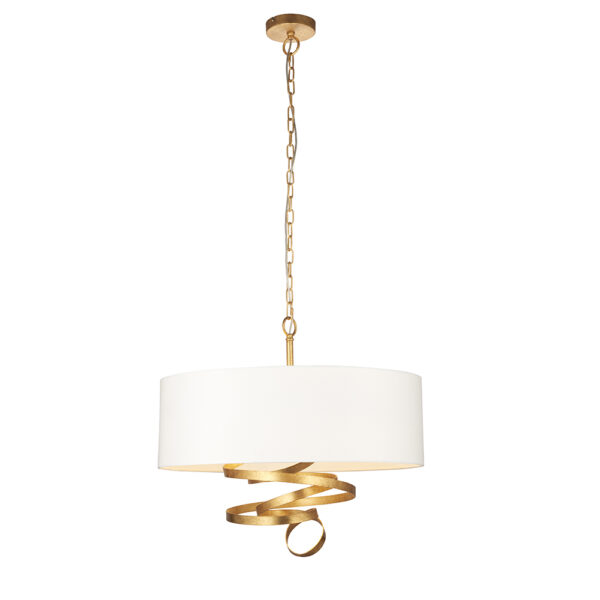 gold ribbon ceiling pendant with ivory shade - Stillorgan Decor