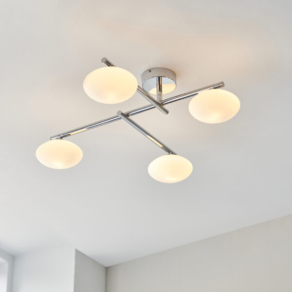 modern linear bathroom ceiling light chrome with opal glass - Stillorgan Decor