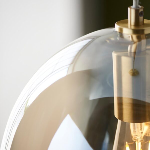 oval glass pendant champagne glass and brass - Stillorgan Decor