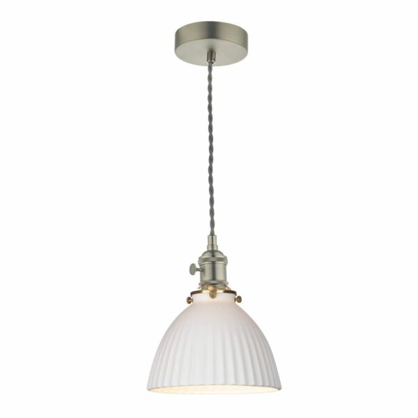 single ceramic domed shade pendant antique chrome - Stillorgan Decor