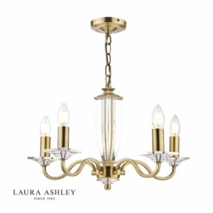 laura ashley carson 5 light chandelier cut glass & antique brass - Stillorgan Decor