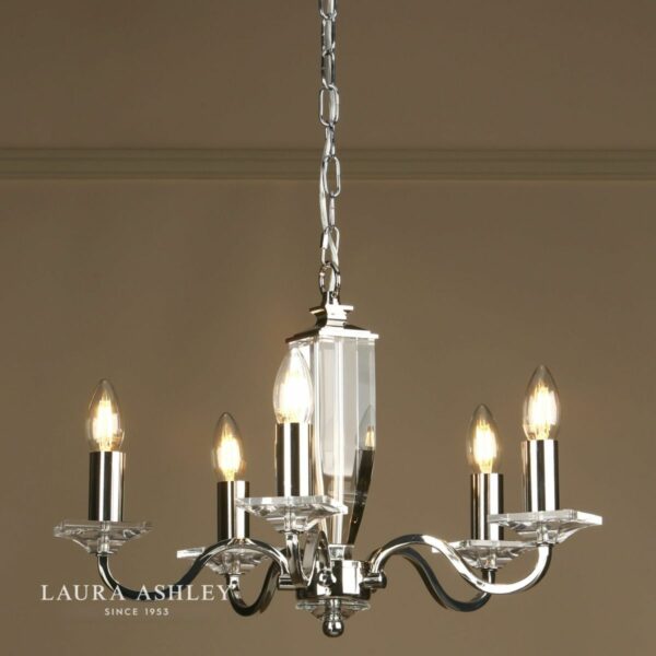 laura ashley carson 5 light chandelier cut glass & polished nickel - Stillorgan Decor