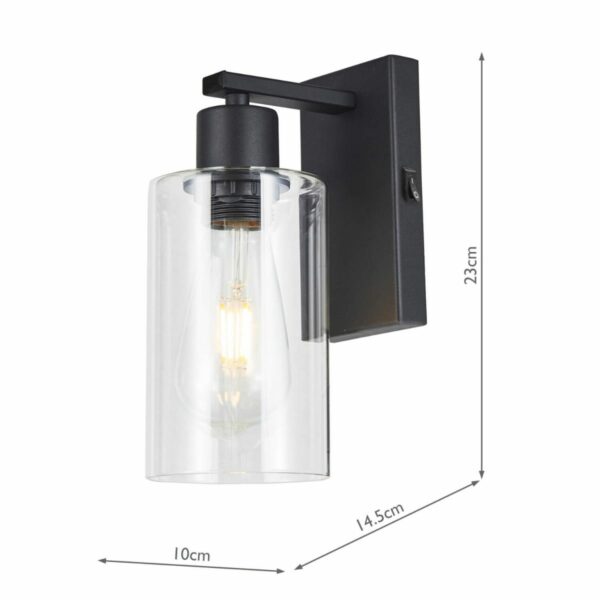single black cylinder glass wall light - Stillorgan Decor