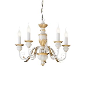 antique style vintage white and gold 5 light chandelier - Stillorgan Decor