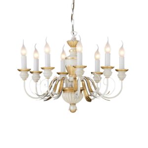antique style vintage white and gold 8 light chandelier - Stillorgan Decor