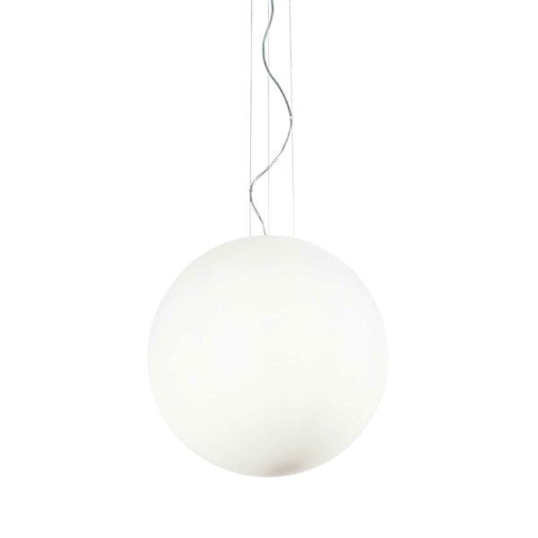 modern opal globe ceiling pendant with white detail - Stillorgan Decor