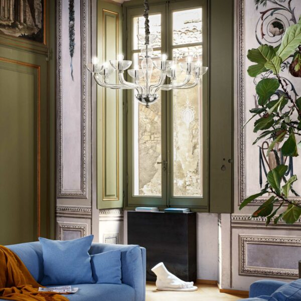 italian style designer hand finished 8 light clear chandelier - Stillorgan Decor