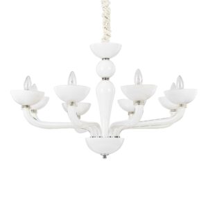 italian style designer hand finished 8 light white chandelier - Stillorgan Decor