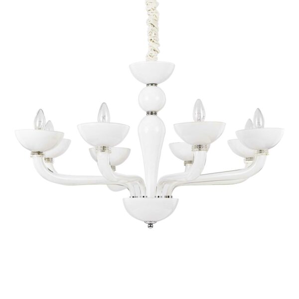 italian style designer hand finished 8 light white chandelier - Stillorgan Decor