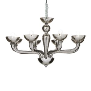 italian style designer hand finished 8 light smoky grey chandelier - Stillorgan Decor