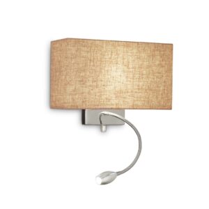 hotel style wall light with built in task light chrome and canvas - Stillorgan Decor