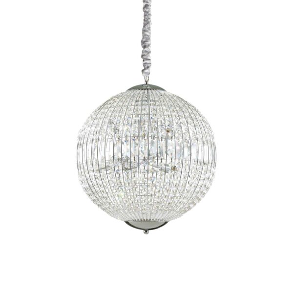 luxury crystal orb pendant 8 light chrome - Stillorgan Decor