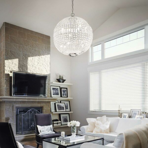 luxury crystal orb pendant 12 light chrome - Stillorgan Decor