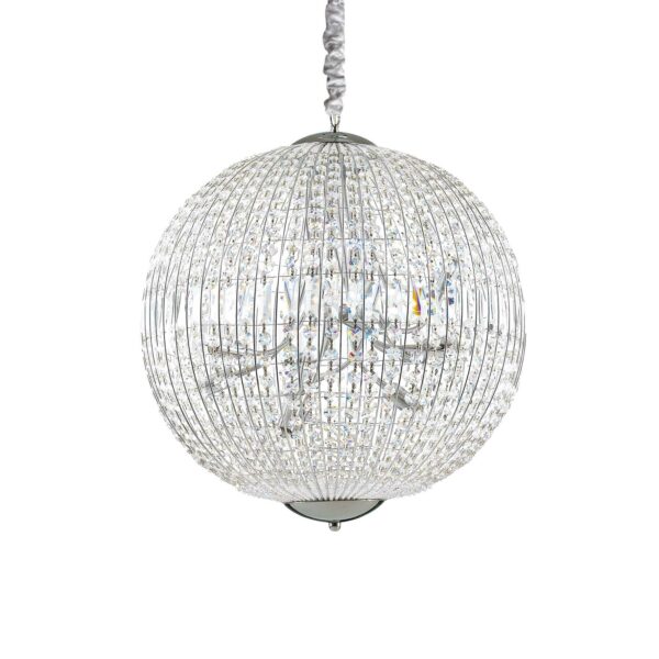 luxury crystal orb pendant 12 light chrome - Stillorgan Decor