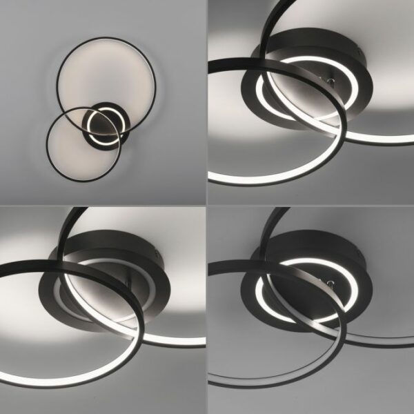 modern rotatable 3 light ring led ceiling light black - Stillorgan Decor