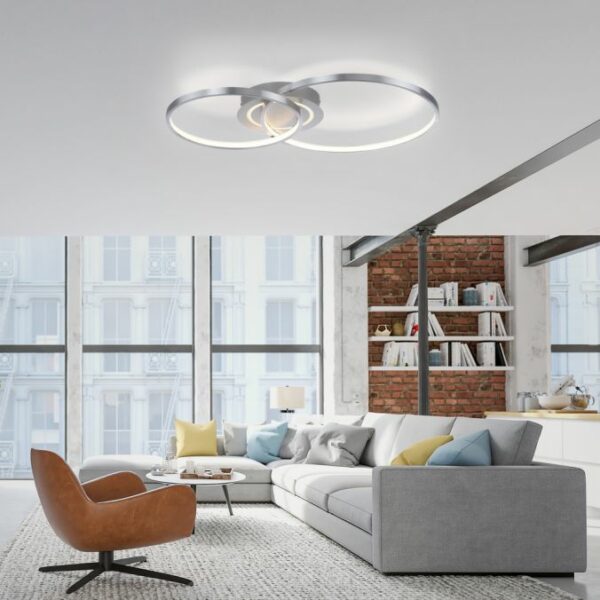 modern rotatable 3 light ring led ceiling light silver - Stillorgan Decor