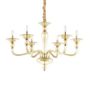italian style designer 6 light amber glass chandelier - Stillorgan Decor