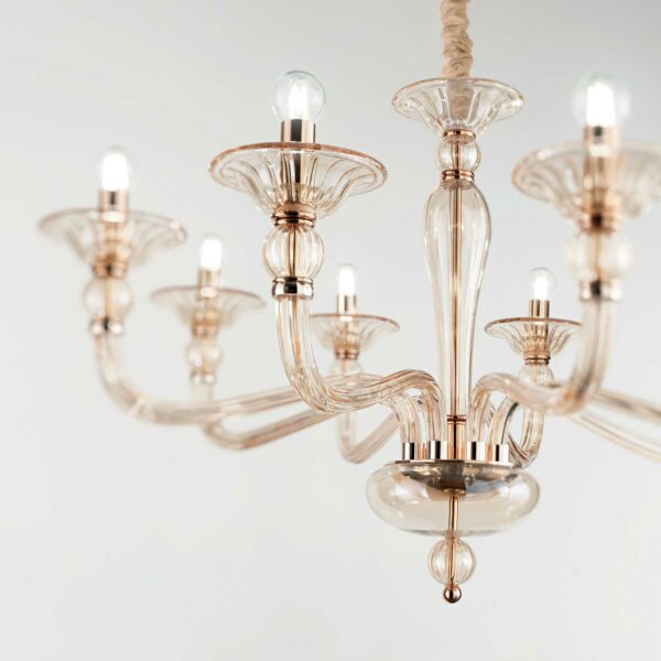 italian style designer 8 light amber glass chandelier - Stillorgan Decor