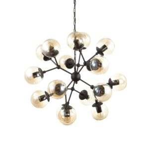 modern 18 globe ceiling pendant black and amber - Stillorgan Decor