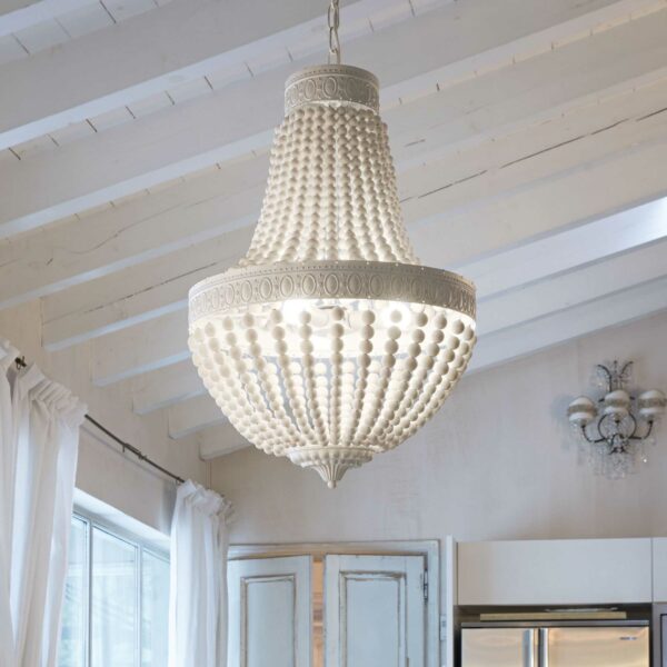 charming beaded chandelier pendant light white - Stillorgan Decor