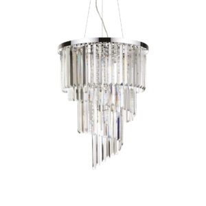 luxury hanging crystal chandelier 12 light chrome - Stillorgan Decor