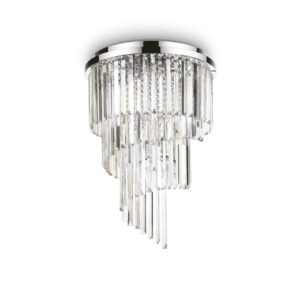 luxury fixed crystal chandelier 12 light chrome - Stillorgan Decor