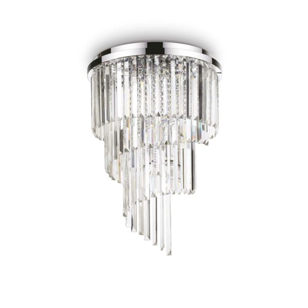 luxury fixed crystal chandelier 12 light chrome - Stillorgan Decor