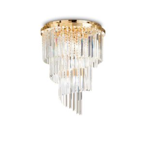 luxury fixed crystal chandelier 12 light gold - Stillorgan Decor