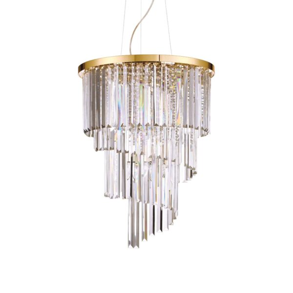 luxury hanging crystal chandelier 12 light gold - Stillorgan Decor