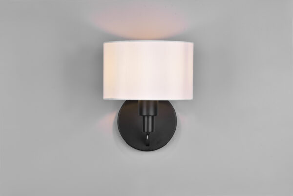 stylish shaded wall light matt black with white shade - Stillorgan Decor