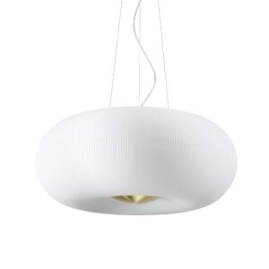 modern embossed stripe 5 light opal ceiling pendant satin brass - Stillorgan Decor