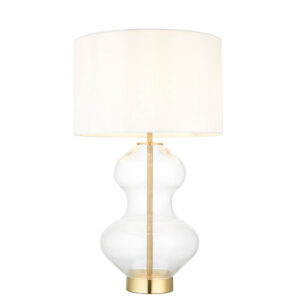 shaped glass touch table lamp satin brass - Stillorgan Decor