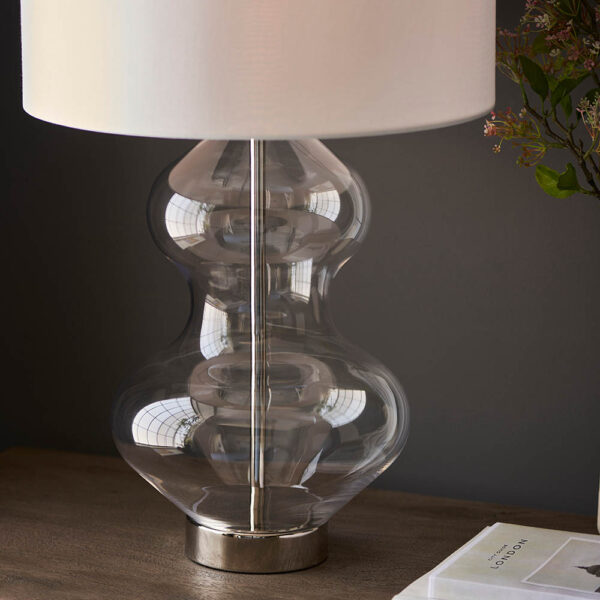 shaped glass touch table lamp satin brass - Stillorgan Decor