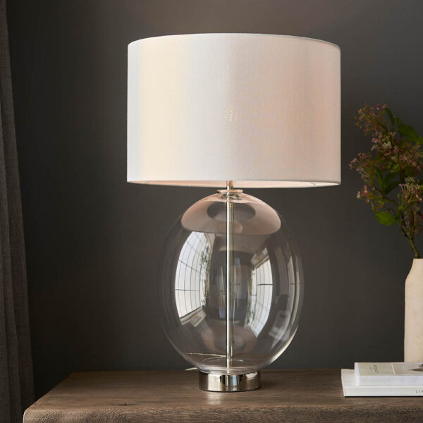 oval glass touch table lamp bright nickel - Stillorgan Decor