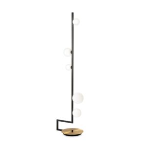 contemporary 5 light linear globe floor lamp black and brass - Stillorgan Decor