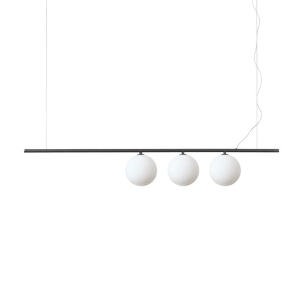 modern 3 globe linear pendant light matt black - Stillorgan Decor