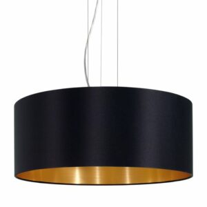 modern minimalist pendant light satin nickel with black and gold shade - Stillorgan Decor
