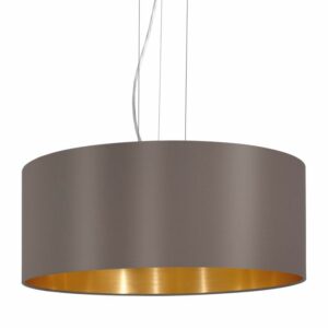 modern minimalist pendant light satin nickel with cappuccino and gold shade - Stillorgan Decor