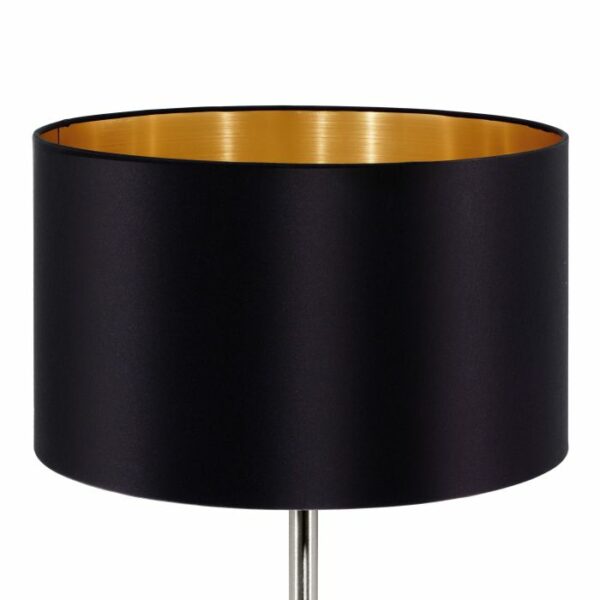 modern minimalist table lamp satin nickel with black and gold shade - Stillorgan Decor