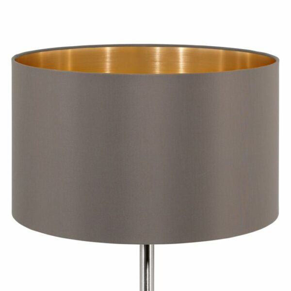 modern minimalist table lamp satin nickel with cappuccino and gold shade - Stillorgan Decor