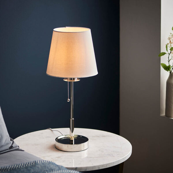 timeless vanity table lamp white shade bright nickel - Stillorgan Decor